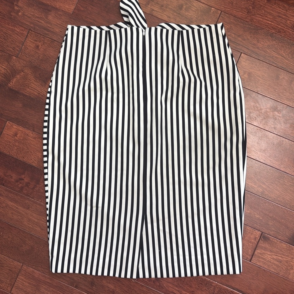 ❤️ Alex Marie Black White Striped Front Tie Pencil Skirt 16 - Picture 5 of 5
